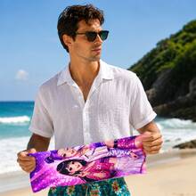 1pc K-Pop Anime Idol Girl Group Graphic Print Beach Towel, Multiple Patterns And Sizes Available, Soft Quick-Dry, Sand-Proof And Sun-Protection, Suitable For Beach, Swimming, Travel, Fitness, Bathroom And More - Purple - View 9