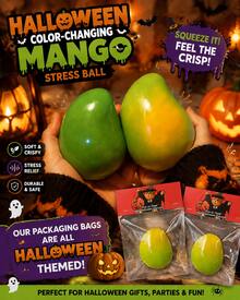 Color Changing Mango Stress Ball, Crispy Bead Filled Squishy Toy, ASMR Squeeze Fidget Ball, Stress Relief Sensory Gift - 1pcs - View 4