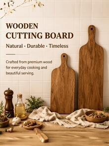 This Cutting Board Is Made Of Solid Wood, A Wooden Chopping Board That Can Be Used For Cutting Food Or Serving Food. It Has A Beautiful Design And Is Available In Multiple Sizes, Making It Perfect For Various Kitchen Tasks Such As Chopping Vegetables, Meat, And Processing Fruit. It Is Non-Slip, Wear-Resistant, And Easy To Clean, Suitable For Home Kitchens, Baking, And Restaurant Food Preparation, And Is A Practical Choice For Cooking Enthusiasts And Home Chefs. - View 3