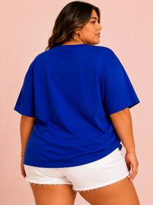 Women's Plus Size Plain Crew Neck Oversized T-Shirt  Capybara Funny Meme Gym Rats Workout Top - Blue - View 2