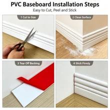 PVC自黏式踢腳線飾條－內建背膠，撕開即貼，安裝簡易，防水防潮耐磨，適合客廳、臥室、辦公室、宿舍裝飾升級，不皺褶，表面光滑易清潔 - 多款式 - 查看 2