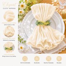 60pcs Beige Gauze Napkins 20x20 Inch Soft Crinkled Gauze Napkins Reusable Washable Bohemian Rustic Style Tablecloth Napkins Suitable For Wedding Bridal Shower Baby Shower Birthday Party Reception Restaurant Home Dining Decoration - Beige - View 4