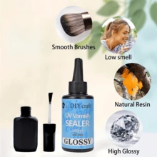 UV光泽密封剂 - UV树脂光泽艺术密封剂、UV树脂透明密封剂、多用途UV树脂密封剂 + 1个空刷瓶（100毫升/200毫升） - 彩色 - 查看 3