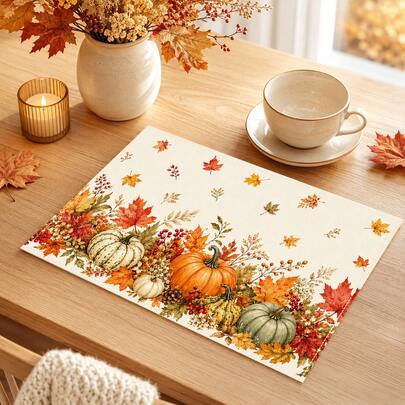 1pc/4pcs/6pcs/8pcs Pumpkin Table Mat, Breakfast Mat, Coffee Bar Mat, All-Season Decor, Washable Table Mat, Room Decor, Kitchen Table Mat, Indoor/Outdoor Party Decor, Home Decor, Ideal Gift