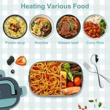 SOKANY Kotak Makan Siang Pemanas Elektrik 1,5L, Pemanas Makanan Portabel Tanpa Microwave, Cocok untuk Mobil, Rumah, Kantor, Wadah Stainless Steel Anti Bocor, Kotak Makan Siang Pemanas untuk Perjalanan Sopir Truk dan Penggunaan Sehari-hari - Grey - View 5