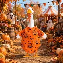Halloween Porch Goose Outfit Pumpkin Goose Costume For Outdoor Lawn Decor | For 23" Lawn Plastic/Cement Statue, Courtyard Garden Patio Yard Decoration - Type a - View 4