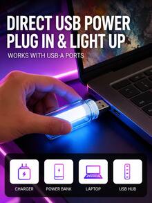 XF.Meraki Mini USB Car Ambient Light, Touch Dimming Retro Glass Bottle LED Bulb Night Light, Plug-In Car Interior Neon Decorative Light, Suitable For Bedroom, Camping, Party And Holiday Decoration - A - View 7
