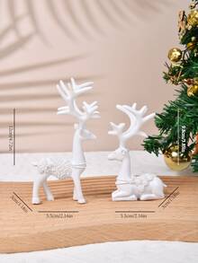 2pcs White Deer Statue Set, Elegant Deer Statue Home Decor, Luxury Animal Sculpture Decoration, Romantic Desktop Ornament, Suitable For Living Room, Bedroom, Entryway, Bookshelf, Fireplace Mantel, Wedding Gift, Housewarming Gift, Christmas Decoration - 1PC - View 11