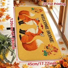 1/2pcs Autumn Welcome Home Theme Flannel Doormat, Two Kissing Foxes Pattern With Heart And Floral Design, Soft Comfortable Absorbent Non-Slip Machine Washable, Multi-Functional Home Floor Mat For Entryway, Hallway, Living Room, Bedroom, Kitchen, Bathroom, Laundry Room, Patio, Autumn Thanksgiving Holiday Decor - Multicolor - View 13