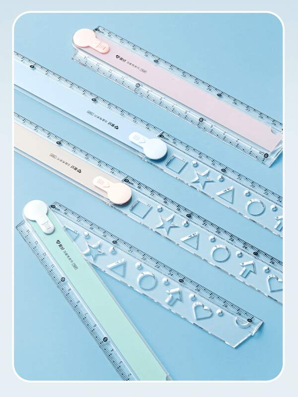 1PC Macaron Color Series Foldable Plastic Ruler With Lock, Portable Student Measuring Ruler, Hard High-Transparency Plastic Body, Precise Centimeter Scale, Anti-Drop And Anti-Breakage; Compact Size After Folding, Easily Fits In Pencil Case And Student Backpack; Smooth Edges Without Burrs, To Use, And Lightweight, Multiple Macaron Colors: Green, Pink, Blue, Beige; Unfolded Long Ruler For Math Exams,