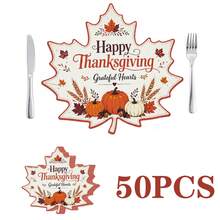 20/50Pcs Thanksgiving Maple Leaf Paper Placemats, Multi-Scenario Use Table Mats, Maple Leaf Shaped Cartoon Style Placemats, Suitable For Thanksgiving, Harvest Festival Table Decoration - View 11