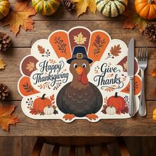 20/50Pcs Thanksgiving Turkey Paper Placemats, Multi-Scene Table Mats, Turkey Shaped Cartoon Style Placemats, Suitable For Thanksgiving, Harvest Festival Table Decoration - View 5