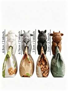創意 3D 動物小隊零食密封夾,多款可愛小狗兔子灰貓熊 3D 密封夾,食品包裝袋防潮保鮮夾,廚房零食袋密封可愛居家日常小禮物 - 查看 5