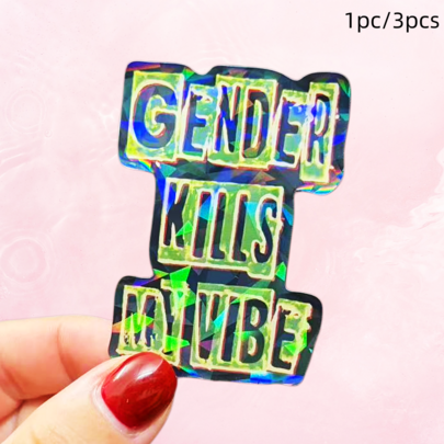 GENDER KILLS MY VIBE, Pursuing Unrestricted Self-Expression Waterproof Vinyl Sticker - Durable Smooth Surface, Self-Adhesive Bumper Sticker, Suitable For Cars, Windows, Laptops, Trucks, Water Bottles - Multi-Functional Durable Design, Car Sticker