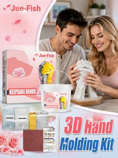 JUE FISH Hand Model DIY Clone Powder Family Hand Mold Set And Non-Irritating Easy To Use 3D Hand Model Set For Valentine's Gift, Anniversary, Couples Baby Keepsake Hand Hold Statue