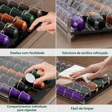 Porta 40 Cápsula Nespress Original Acrílico Suporte Organizador Café Gaveta - Transparente - Visão 5