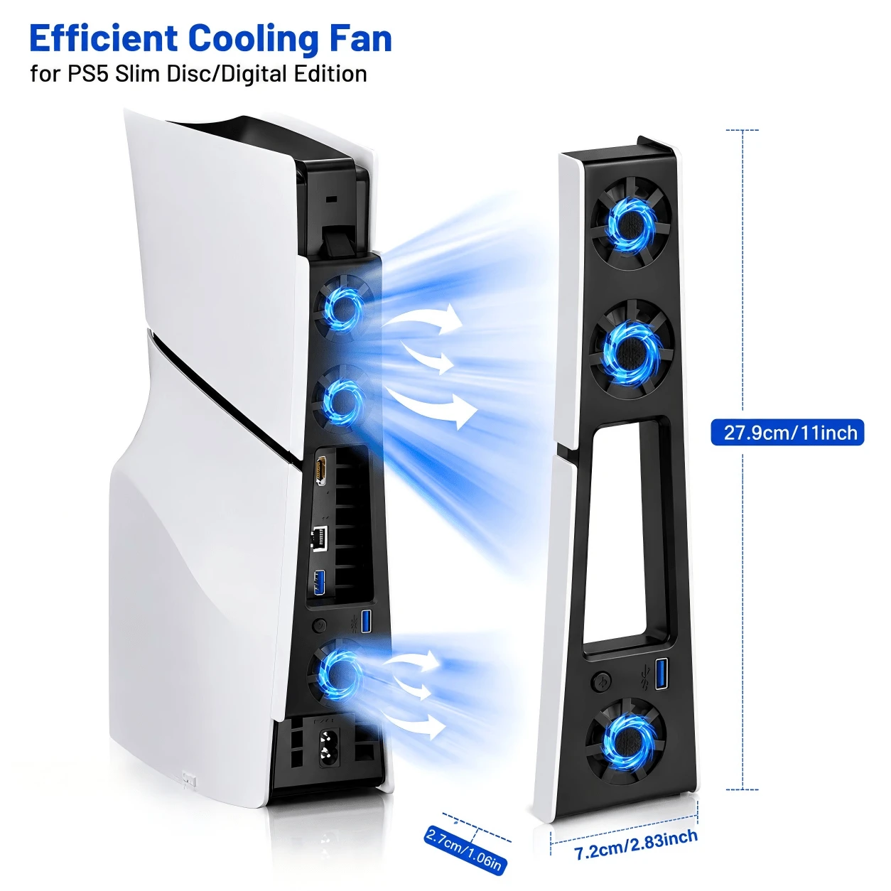 Game Console Cooling Fan For Slim Disc & Digital Edition, USB 3.0 Port, 2-Speed Adjustable Cooler - View 1