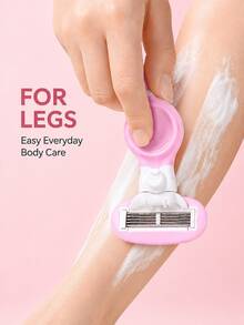 Women's 5-Blade Body Razor, Manual Bikini Shaver, Replaceable Blade Head, Flexible Swinging Blade, Non-Slip Handle, Comes With Travel Storage Box, Dry And Wet Use, Suitable For Legs, Underarms And Bikini Line - Multicolor - View 5
