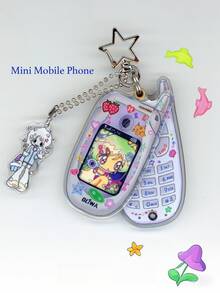 Mini Phone Photo Frame Keychain - Cute Cartoon Y2K Style Compact Acrylic Pendant, Can Be Hung On Backpack Or Other Accessories (Photo Not Included) - A - View 2