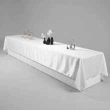 1pc Rectangular Satin Tablecloth, Suitable For Mother's Day And Holiday Decorations, Parties, Banquets, Camping, Picnics, Barbecues, Indoor And Outdoor Daily Use. - White - View 12
