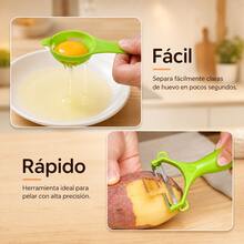 HuaTang Cortador de Verduras 12 en 1, Picador de Verduras con 8 Cuchillas de Acero Inoxidable, Cesta Coladora para Frutas y Verduras, Cortador de Mandolina para Cocina, Uso del Hogar y Profesional - Verde - Ver 5