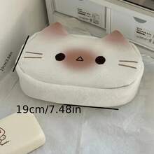 3pcs Cream White Gradient Blush Cat 3D Shaped Pencil Case, Student Stationery, Spacious Storage Bag, Girls Pencil Box, Cream Color Stationery Box, Office Supplies Storage Bag, Suitable For Back To School Storage, Perfect Gift For Friends - A - View 7