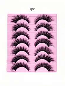 7 Pairs Thick 3D Fox Style False Eyelashes, Handmade Fluffy Fan Shape, Natural Curl With Strong Layered Effect - Multicolor - View 8