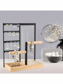 1pc Multi-Functional Elegant Jewelry Display Stand, With Detachable Rotating Display Rack, 4 Rows Large Space, Multiple Colors Available, Stylish And Fashionable, Perfect For Displaying Earrings, Necklaces And Rings. Provides Ample Storage Space, Easy To Assemble, Perfect Gift For Holidays, Valentine's Day Or Birthdays. - Multicolor - View 13
