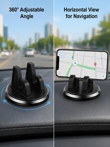 Universal 360° Rotatable ABS Dashboard Phone Holder, Anti-Slip Car Phone Mount, Car GPS Navigation Accessory, Adjustable Car Phone Holder, Suitable For Car Electronics, All Seasons - A - View 3
