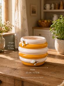 1pc Bee Shaped Kitchen Countertop Utensil Holder, Cute Cutlery Storage Box, Can Hold Forks, Spoons, Chopsticks, Honeycomb Style Utensil Organizer, Farmhouse Kitchen Decor, Countertop Utensil Rack, Housewarming Gift - Multicolor - View 7