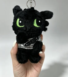 Miniso Toothless Plush Keychain, Cute Night Fury Stuffed Pendant, Backpack Decor Gift - Black - View 10