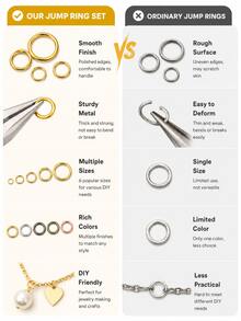 Handmade Jewelry Making Kit, Includes 1000pcs Open Jump Rings In Various Sizes (4mm-12mm) With Free Rings, Suitable For DIY Earrings, Necklaces And Other Jewelry Assembly, Made Of Round Metal Wire Connectors, Featuring Open Rings, Split Rings And Other Styles - Multicolor - View 5