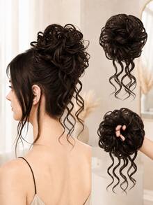 1 Buah Ekstensi Rambut Cepol Berantakan dengan Untaian Keriting, Sanggul Bervolume dan Berantakan untuk Wanita, Gaya Rambut Sehari-hari & Kencan yang Mudah - MultiWarna - View 2