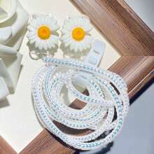 1 Set TPU Flower Data Cable Protector, Protects Data Cable, Made Of Durable ABS Material - Compatible With Apple 18W/20W Charger, Protects Charging Phone Cable From Damage - White Wilted Daisy - View 5