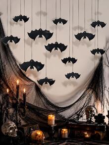 8/24pcs Black Bat Hanging Decorations, 2 Sizes, With Ribbons, Halloween Ceiling And Wall Hanging Bats, Suitable For Indoor Halloween Party, Haunted House Decor And Room Decoration, Porch Decor Hanging Banners, Halloween Party Bat Decorations - Black - View 1