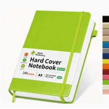 A5 anteckningsbok med hårdpärm, 240 sidor 100 gsm tjockt papper, journal med PU-läderomslag, elastisk stängning, pennögla och bandbokmärke - A5 - Visa 1