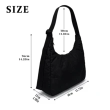 Nylon Women's Shoulder Bag, Black & White Plaid Cross-Pattern Solid Color Polka Dot Handheld Bucket Bag, Large Capacity Commuter Tote Shopping Bag - Multicolor - View 12