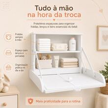 Trocador de Parede MDF com Colchonete e Prateleira 75cm Fraldário Bebê Trocador de Fralda Fixação Segura - Branco - Visão 5