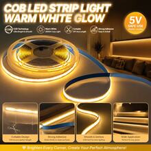 1 buah Lampu Strip LED COB, 3 Suhu Warna, 5m Bertenaga USB 320 LED/M, Pemotongan Fleksibel, Pencahayaan Tanpa Sambungan yang Dapat Diredupkan, Portabel, Perekat Mandiri untuk Pemasangan Mudah, Panjang Dapat Disesuaikan dan Dapat Dilipat, Cocok untuk Kamar Tidur, Ruang Tamu, Lampu Latar TV, Lampu Pengisi Cermin Rias dan Lainnya, Hadiah Liburan - MultiWarna - View 3
