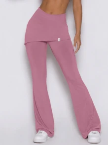 Never me Women's High Waist Layered Skorts, Flared Floor-Length Yoga Pilates Outdoor Jogging Daily Commute - Hot Pink - View 8