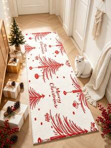 1pc Christmas Theme Red Christmas Tree Hallway Runner Rug, Carpet, Runner Rug, Area Rug, Mat, Home Decor, Area Rug, Living Room Area Rug, Living Room Home Decor, Room Decor, Washable Rug - Multicolor - View 2