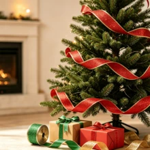 1/2/3 Rolls Classic Christmas Glitter Metallic Ribbon, 1.5 Inch Wide Multi-Purpose Holiday Craft Ribbon, Suitable For Christmas Holiday Decoration, Christmas Tree Decoration, Christmas Gift Wrapping And Christmas Bow Wreath Making (197 Inches Long) - Multicolor - View 3