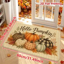 1/2件裝秋季門墊 Hello Pumpkin 秋季主題法蘭絨地墊，舒適柔軟吸水防滑可機洗，多功能居家玄關地毯，適用廚房、浴室、走廊，感恩節裝飾地板墊，適合客廳、臥室、陽台、洗衣房，營造秋季氛圍裝飾 - 彩色 - 查看 11