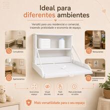 Trocador de Parede MDF com Colchonete e Prateleira 75cm Fraldário Bebê Trocador de Fralda Fixação Segura - Branco - Visão 6