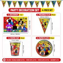 Roblox Set Dekorasi Pesta 31 Buah, Termasuk Latar Belakang 100x150cm, 10 Banner Segitiga, 10 Gelas Kertas, 10 Piring Kertas, Set Peralatan Makan Sekali Pakai, Banner Segitiga Warna-warni, Perlengkapan Pesta Ulang Tahun, Dekorasi Perayaan - A - View 5