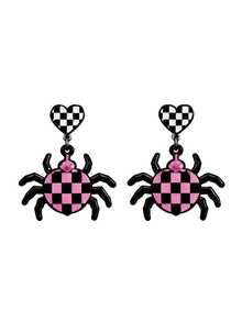 A Pair Of Halloween Heart-Shaped Spider Earrings, Gothic Bridal Accessories, Halloween Jewelry, Suitable For Halloween, Parties, And Holiday Gifts. - Multicolor - View 7
