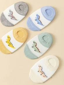 5 Pairs Baby Toddler Socks, Cute Dinosaur Cartoon Multi-Color Socks, Full Moon Gift, Holiday Gift For Infants And Toddlers - Multicolor - View 2
