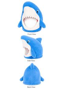 1pc Funny Plush Shark Head Mask, Soft Cartoon Animal Hat, Suitable For Cosplay Party, Halloween Photo Props - Multicolor - View 6