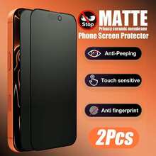 2pcs Frosted Ceramic Privacy Tempered Glass Screen Protector, Anti-Fingerprint, Bubble-Free, Scratch-Resistant, Compatible With IPhone 18 Pro/18 Pro Max/13/14/15/16/17 Pro Max/Pro/16 Plus/16e/17 Air - Black - Matte - View 42
