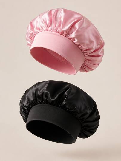 Touca de Cetim Anti Frizz com Faixa Larga para Dormir Gorro Feminino Cabelo Proteção Capilar Cores Sortidas